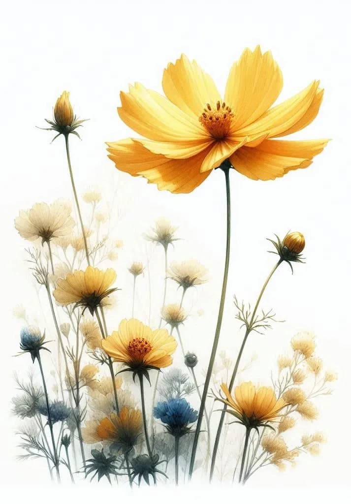 Golden Blossoms: A Serene Floral Symphony in Soft Hues