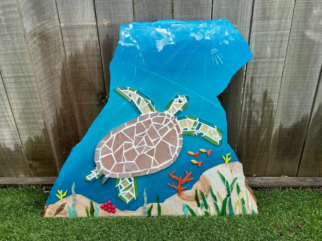Ocean's Embrace: A Mosaic Journey with the Majestic Sea Turtle