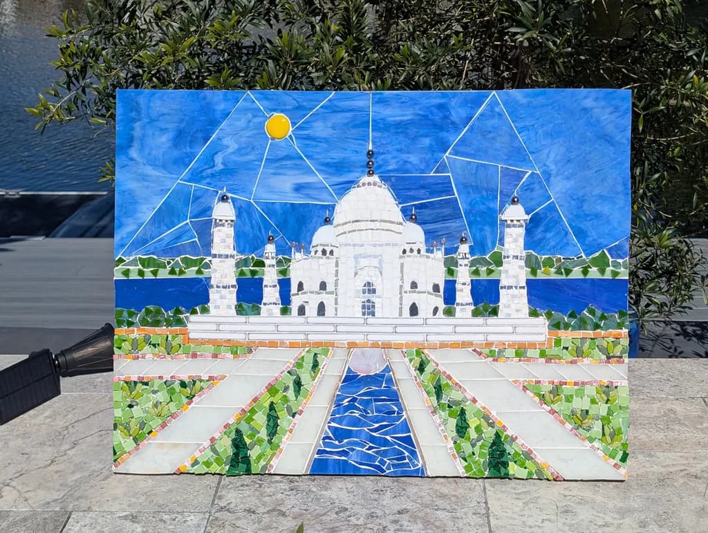 Whispers of Serenity: A Mosaic Tribute to the Taj Mahal's Timeless Beauty