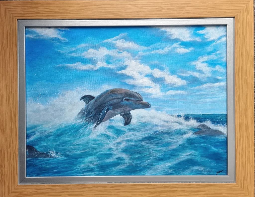 Dancing Dolphins: A Serene Ocean Symphony in Blue Waves