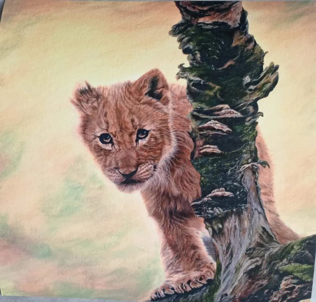 Whispers of the Wild: A Young Lion's Curious Gaze Amidst Nature's Embrace