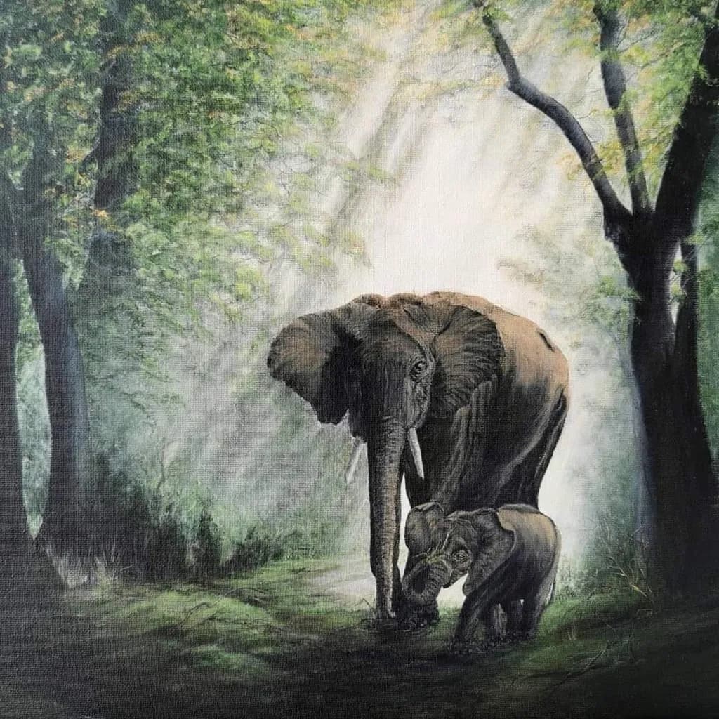 Gentle Giants: A Serene Journey Through the Forest with Elephants and Their Young