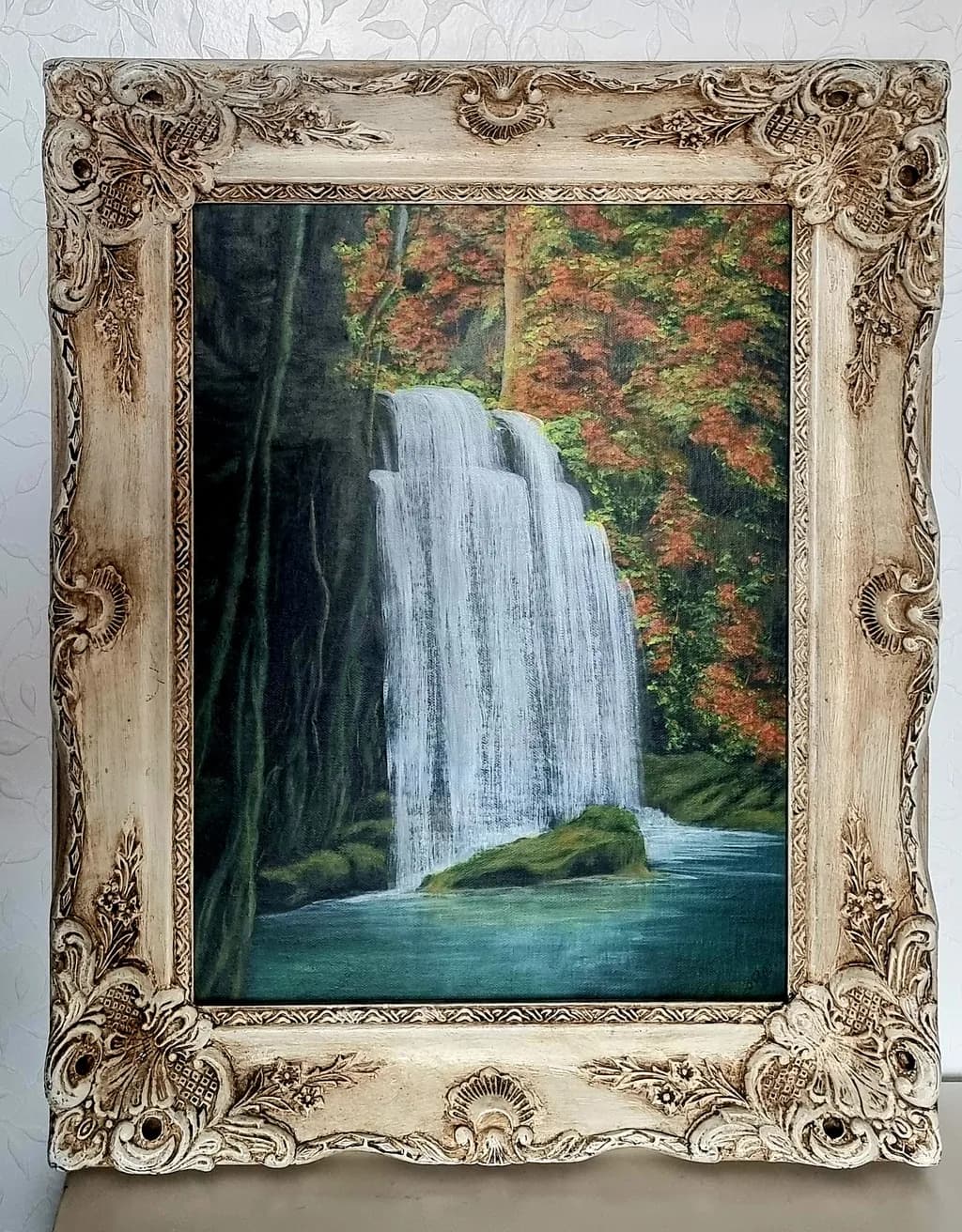 Whispers of Serenity: A Cascading Waterfall in Autumn's Embrace