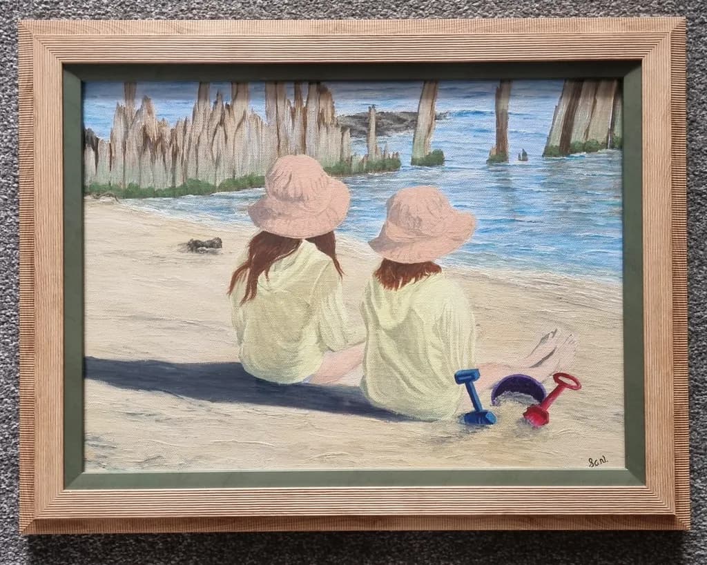Whispers of Summer: Two Friends by the Shoreline