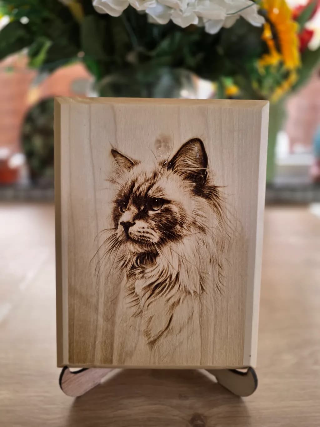 Whiskered Elegance: A Handcrafted Wooden Portrait of Feline Majesty