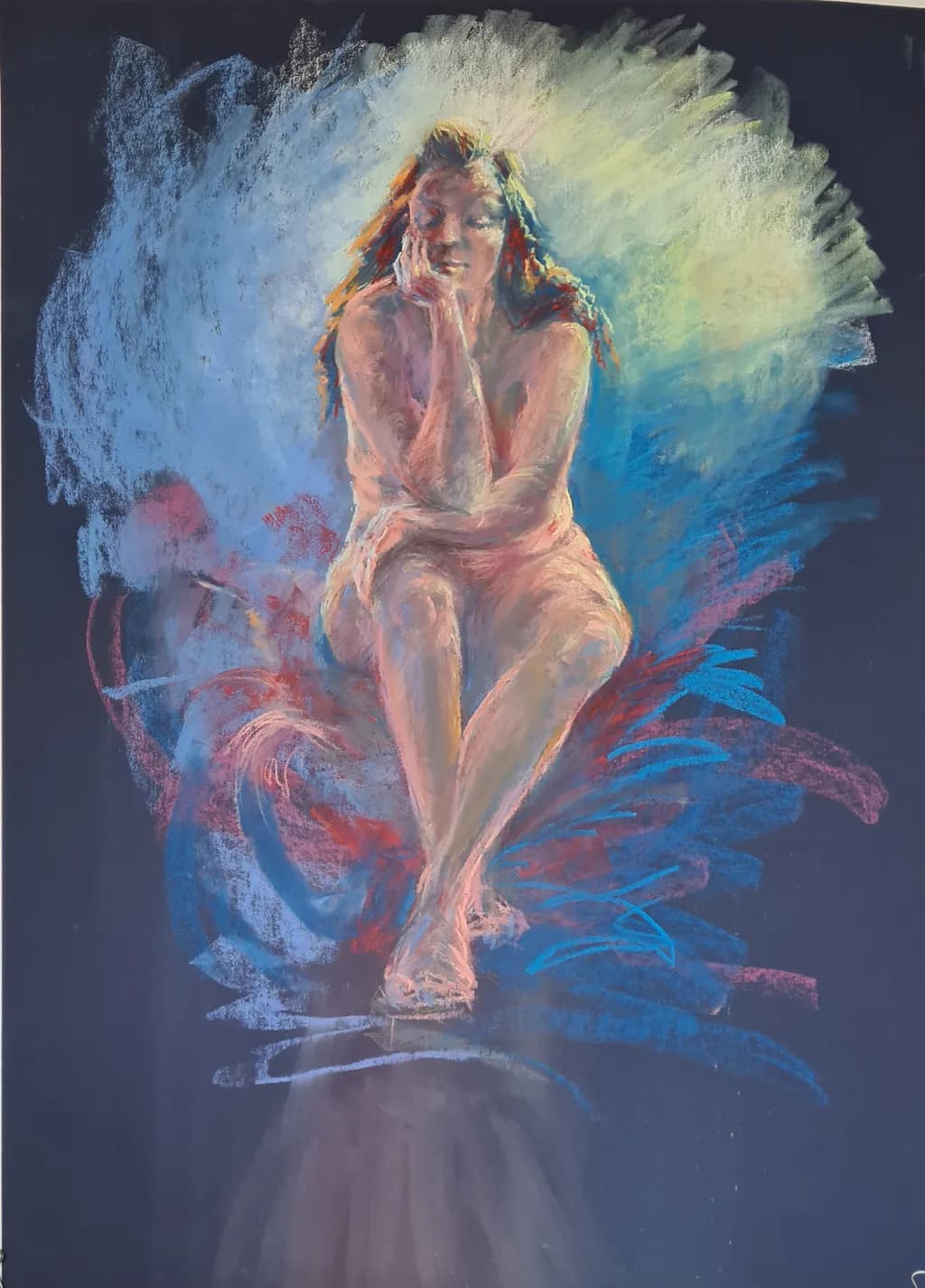 Whispers of Serenity: A Contemplative Nude in Pastel Hues