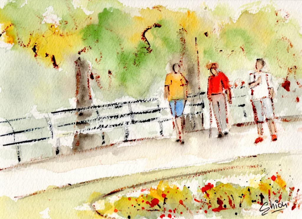 Whispers of Leisure: A Watercolor Journey Through Park Life