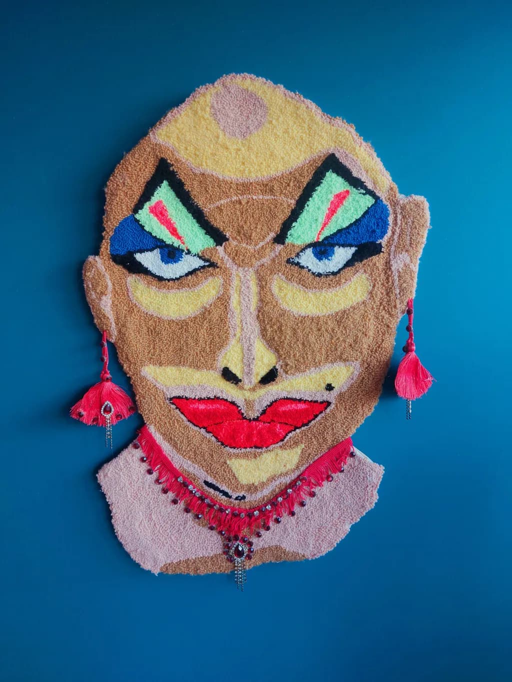 Vibrant Expression: A Colorful Textile Portrait Celebrating Identity and Artistry