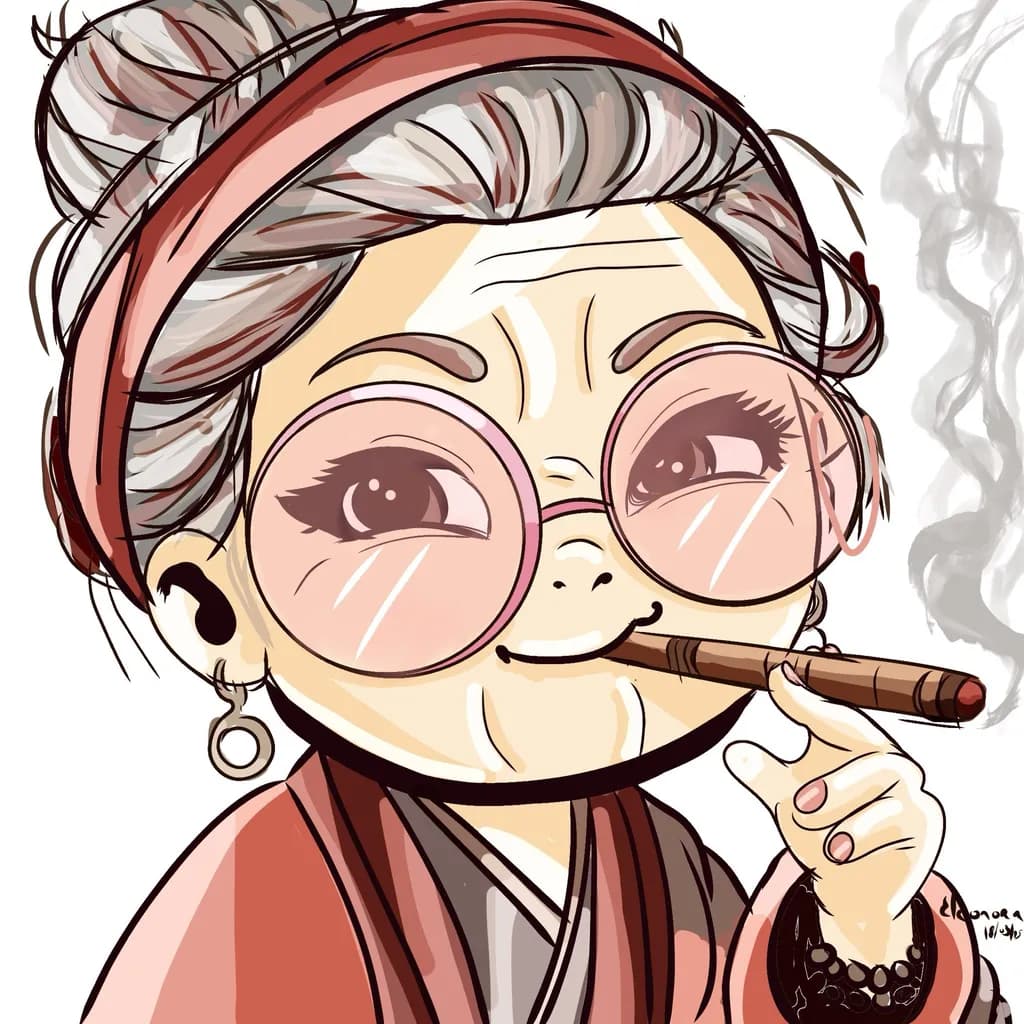 Whimsical Wisdom: A Playful Portrait of a Stylish Elder with a Cigar