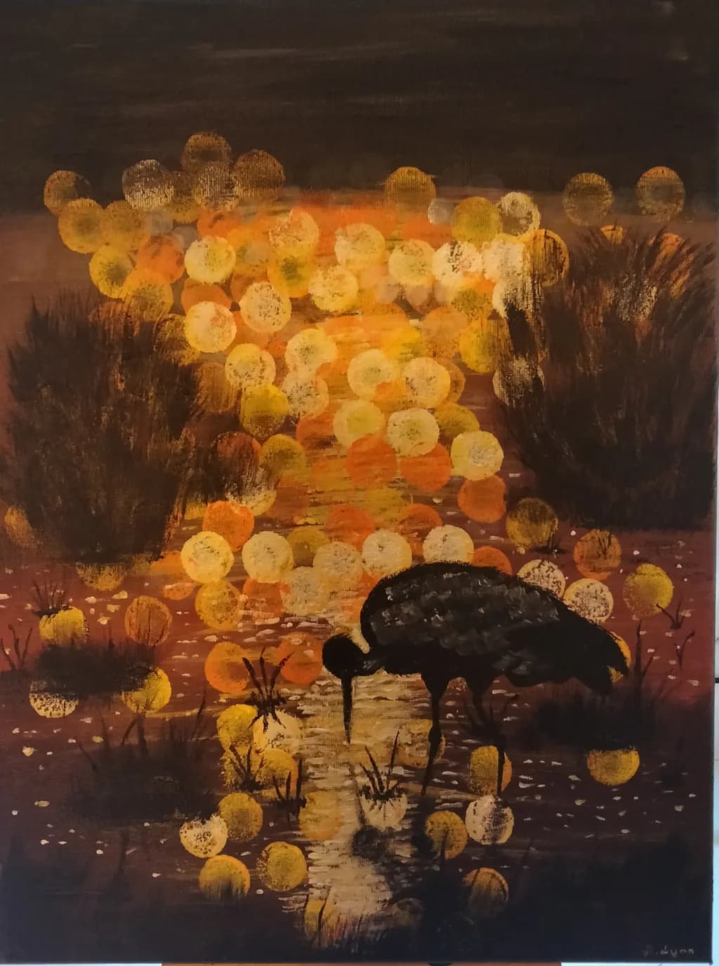 Whispers of Twilight: A Stork's Serenade Amidst Golden Reflections