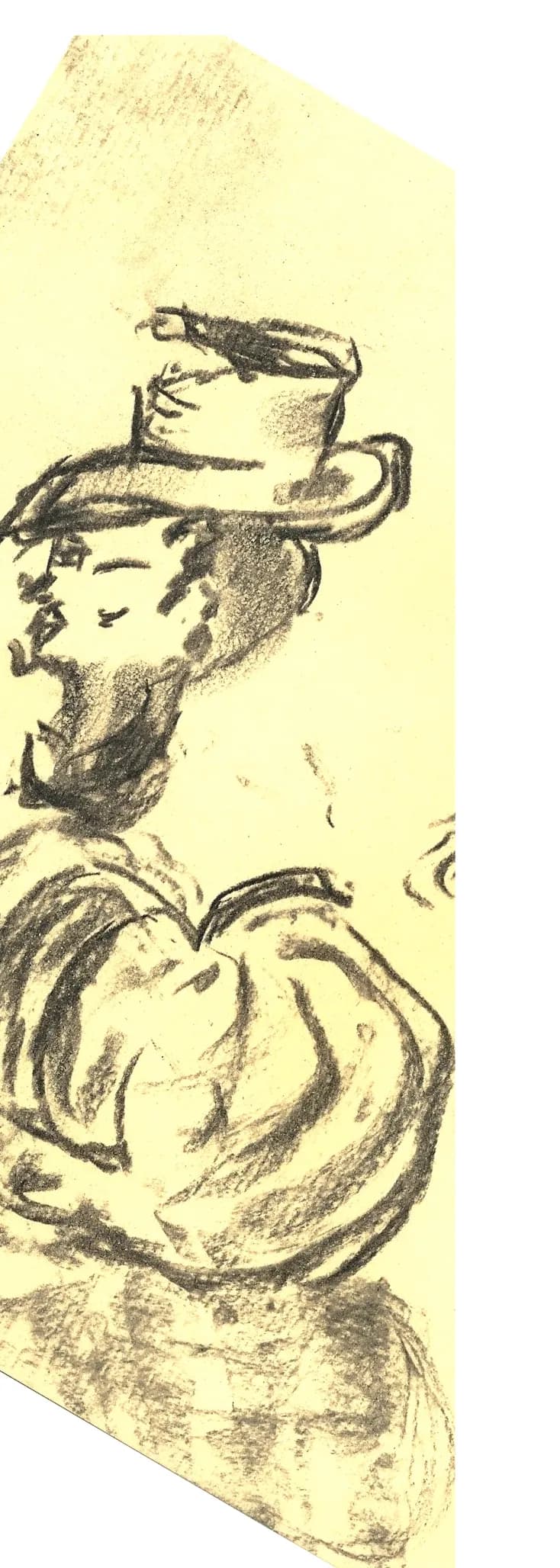 Whispers of Expression: An Abstract Portrait in Charcoal and Hat