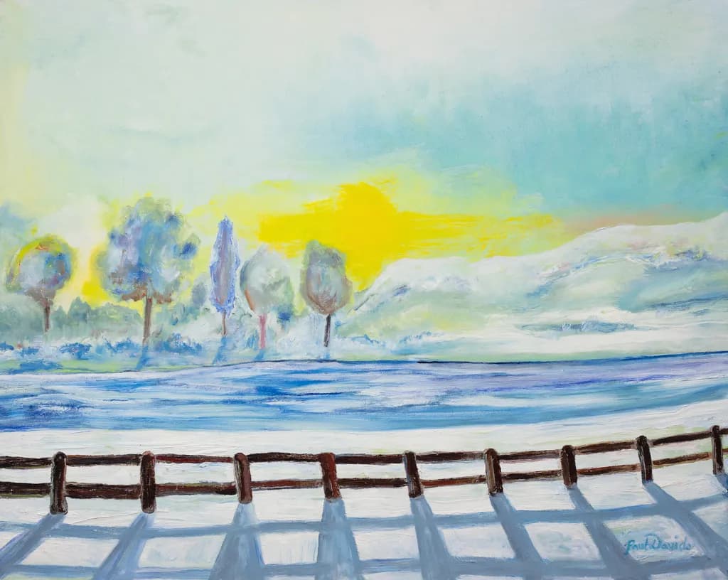 Winter's Embrace: A Serene Landscape of Snow and Sunlight