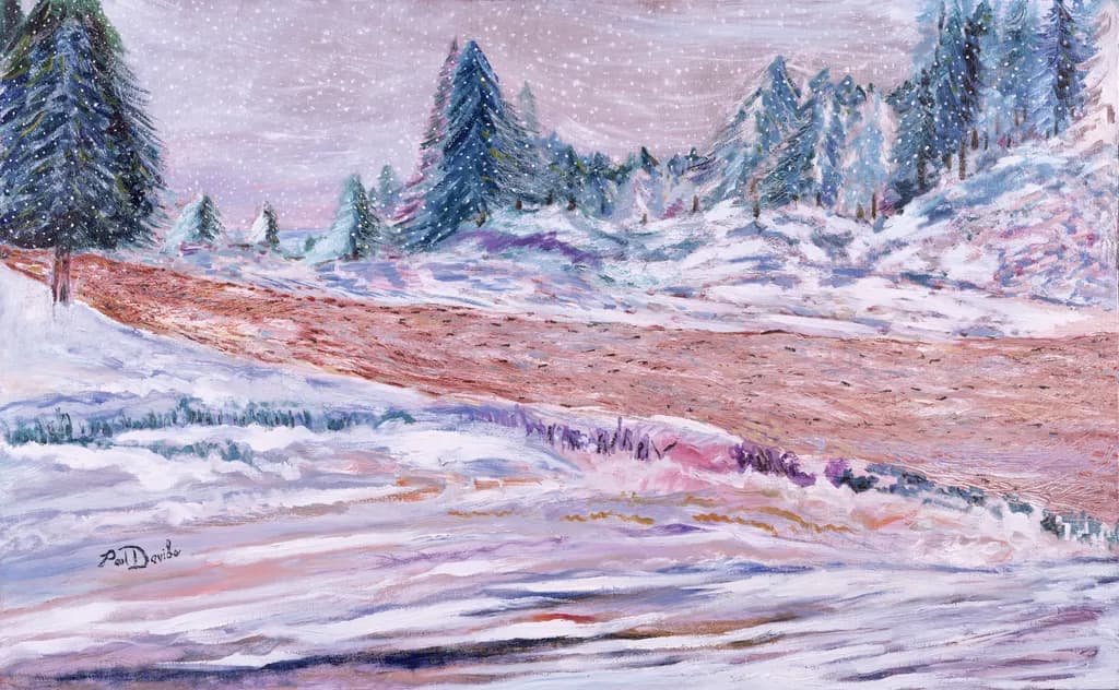 Whispers of Winter: A Serene Snowy Landscape with Majestic Trees
