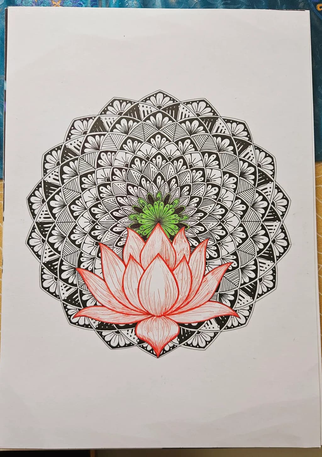 Lotus Blossom Mandala: A Harmonious Dance of Color and Design