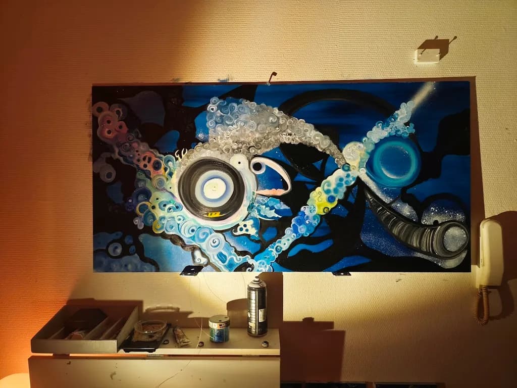 Cosmic Whirl: A Journey Through Color and Form in Abstract Art