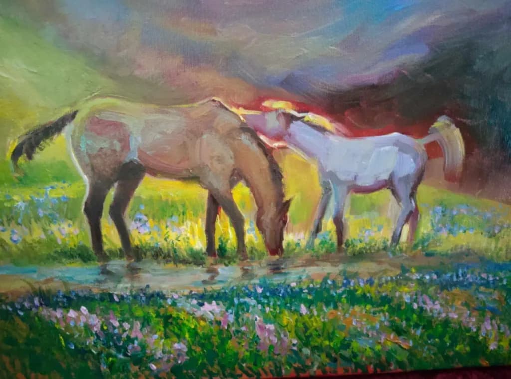 Whispers of the Meadow: A Serene Encounter Between Two Horses