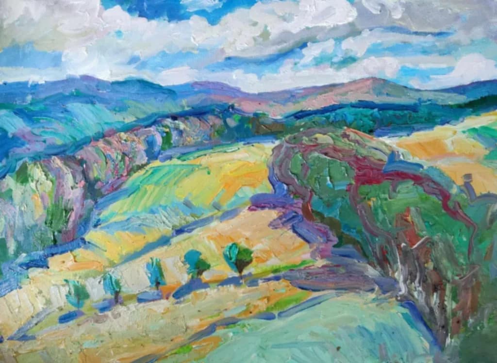 Whispers of the Rolling Hills: A Vibrant Landscape in Colorful Harmony