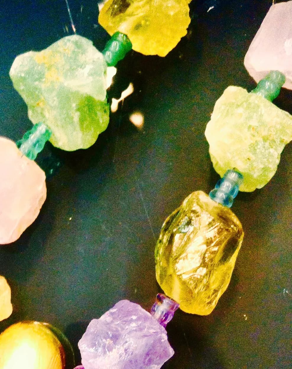Vibrant Harmony: A Colorful Fusion of Natural Gemstones in Artful Design
