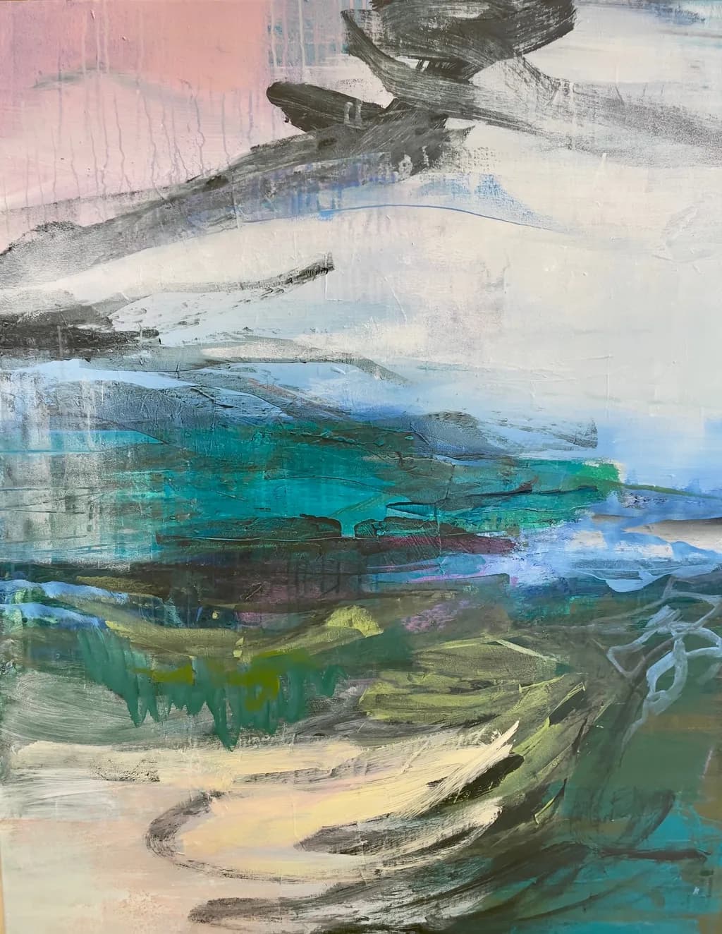 Whispers of the Horizon: A Serene Abstract Landscape in Soft Hues