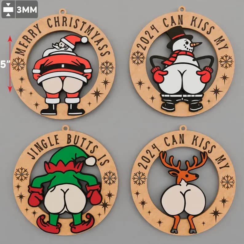 Cheeky Holiday Ornaments: A Playful Collection of Festive Butts for 2024