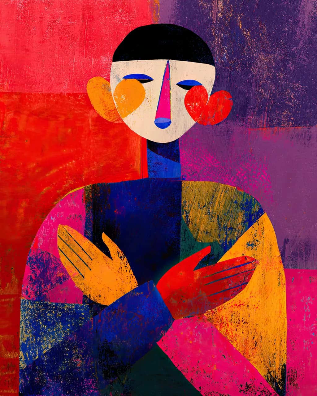 Vibrant Embrace: A Modern Interpretation of Color and Form in AI Artistry