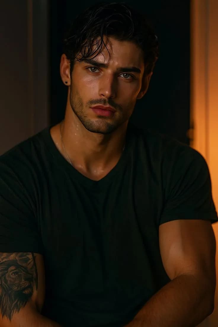 Intense Gaze: A Portrait of Strength and Vulnerability