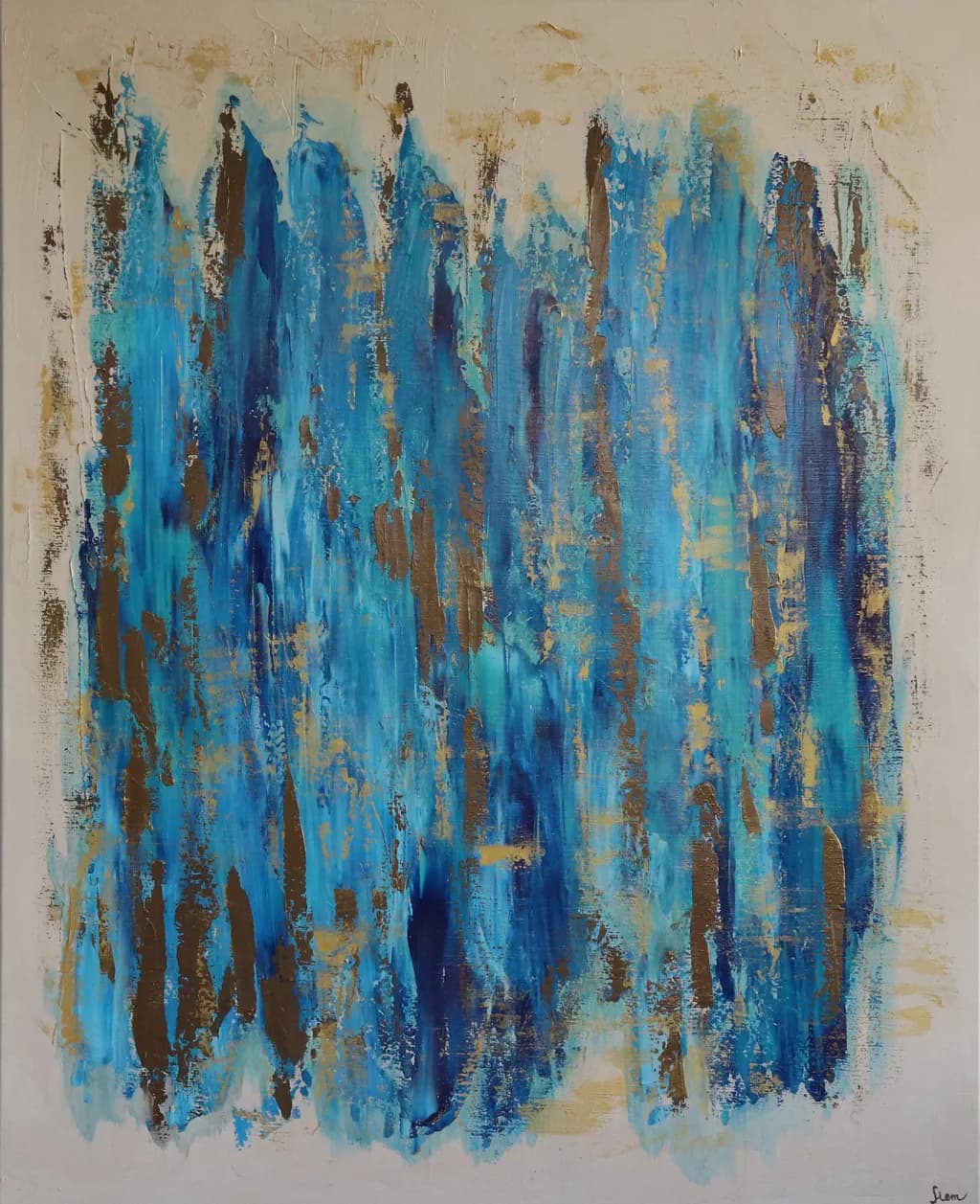 Oceanic Harmony: A Symphony of Blue and Gold in Abstract Expressionism