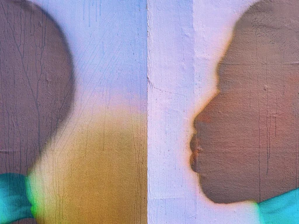 Whispers of Color: A Dual Silhouette Encounter
