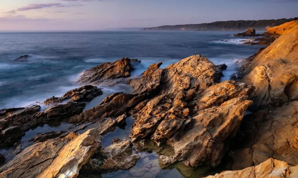 Sunset Coastline Rocks