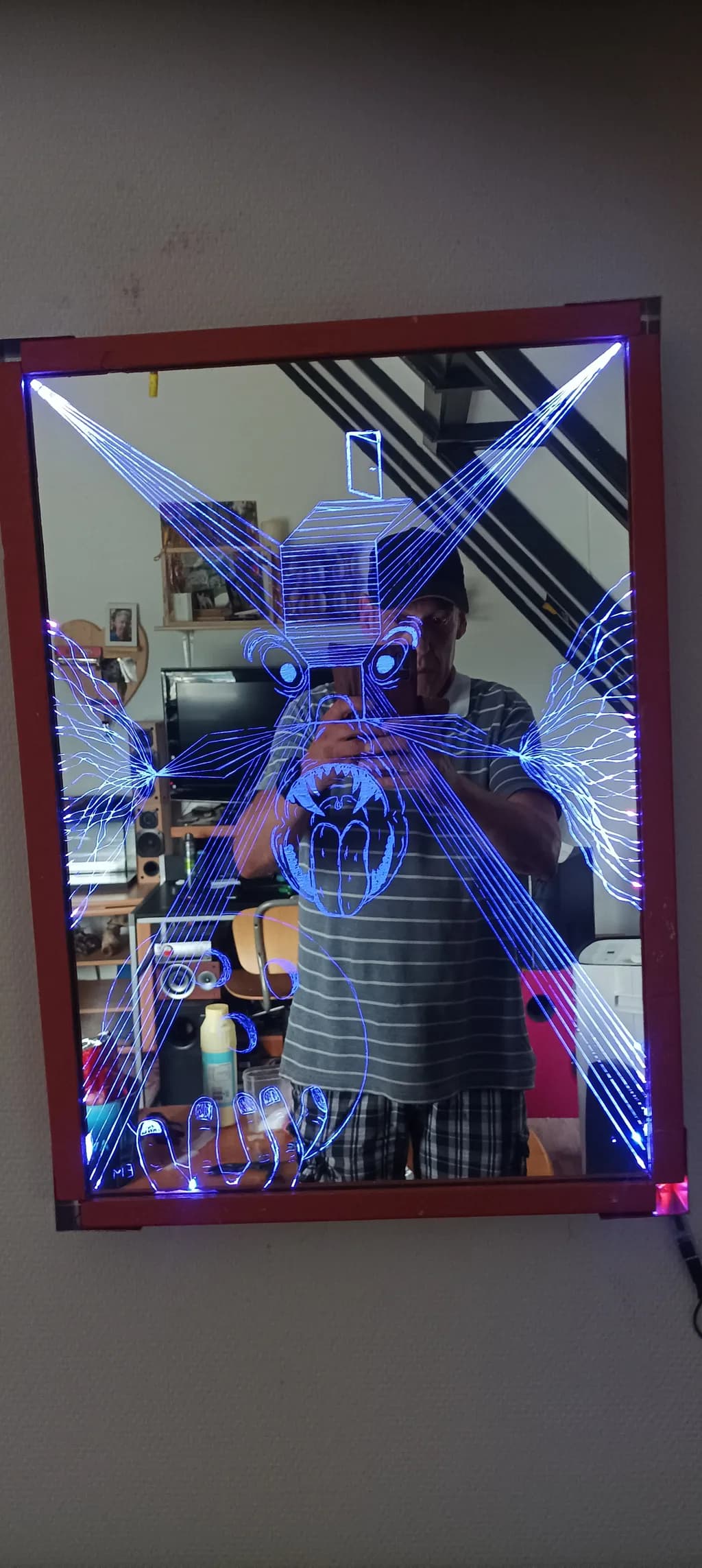 Illuminated Reflections: A Fusion of Light and Self in a Mirror Artistry