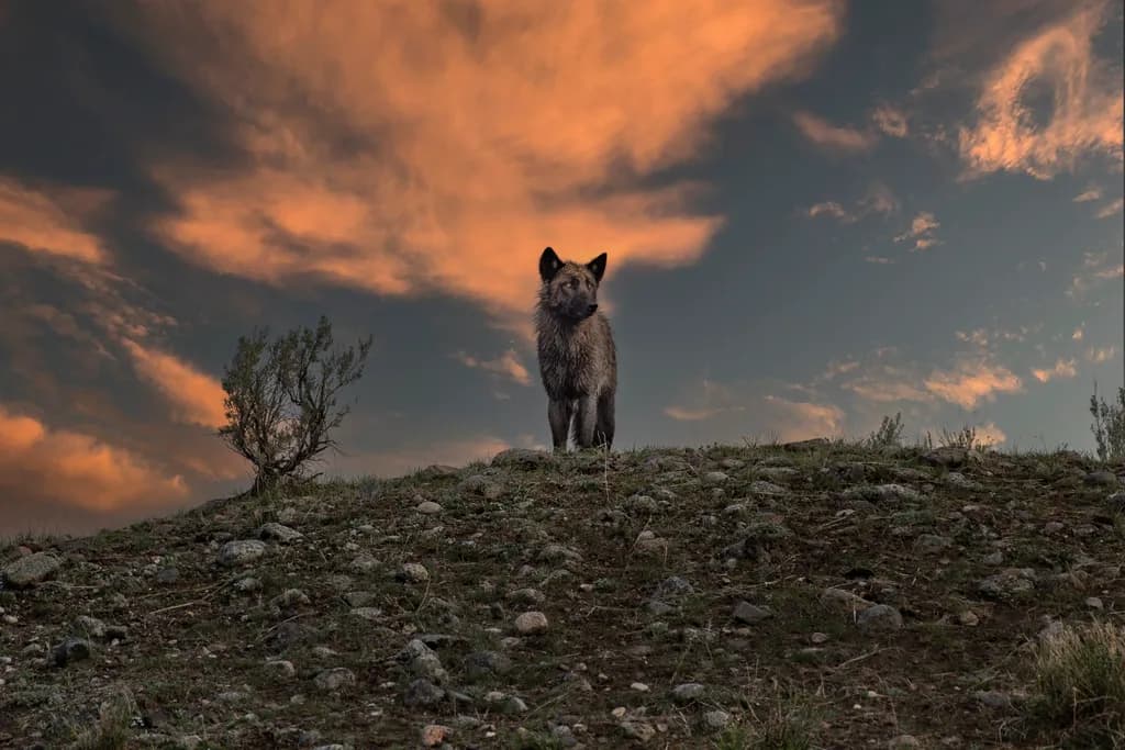 Whispers of Solitude: A Wild Encounter Beneath Evening Skies