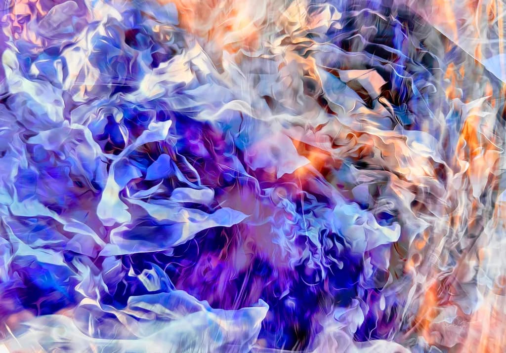 Ethereal Swirls: A Colorful Exploration of Abstract Textures in Composite Photography - Inspired by the American Southwest, this piece invites contemplation on the beauty of natural patterns and the unseen layers of our world. ©️2024 RRP