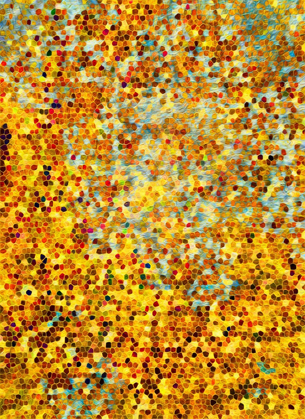Santa Fe, NM - "Golden Mosaic: A Composite Exploration of Light and Color" - This piece captures the essence of Southwestern landscapes through layered abstraction, inviting viewers to see what has always been there... ©️2024 RRP
