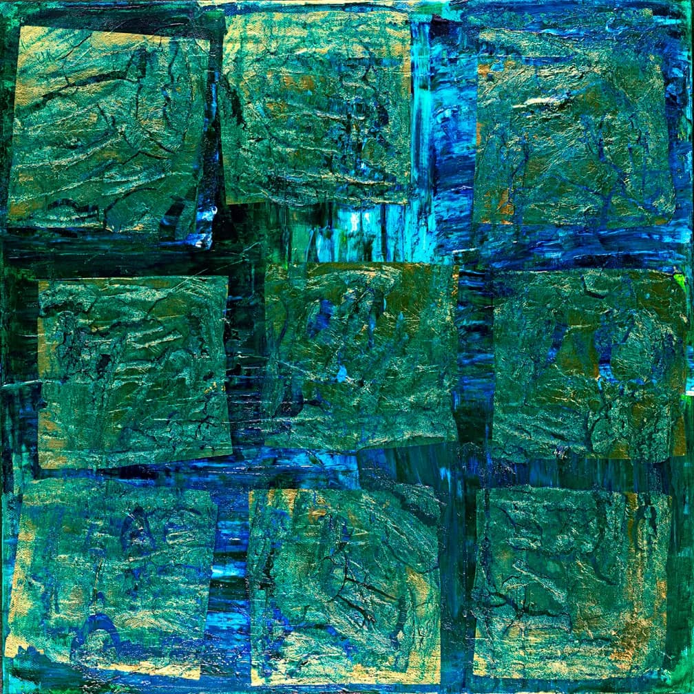 Emerald Echoes: A Textured Symphony of Green and Blue