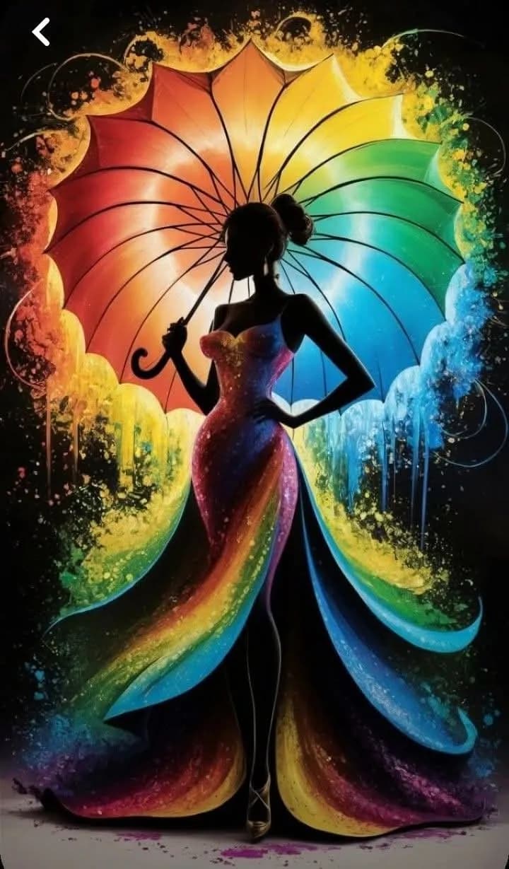 Radiant Silhouette: A Colorful Dance Under the Umbrella of Fashion