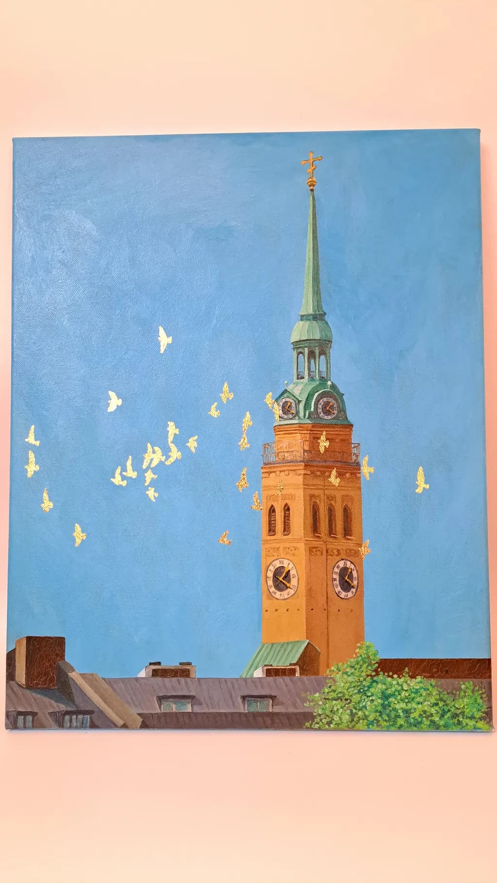 Whispers of Time: A Towering Clock Amidst the Sky and Soaring Birds