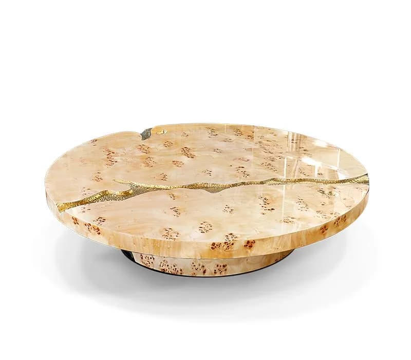 Elegant Round Marble Coffee Table with Gold Inlay – Modern Decorative Centerpiece for Stylish Living Spaces