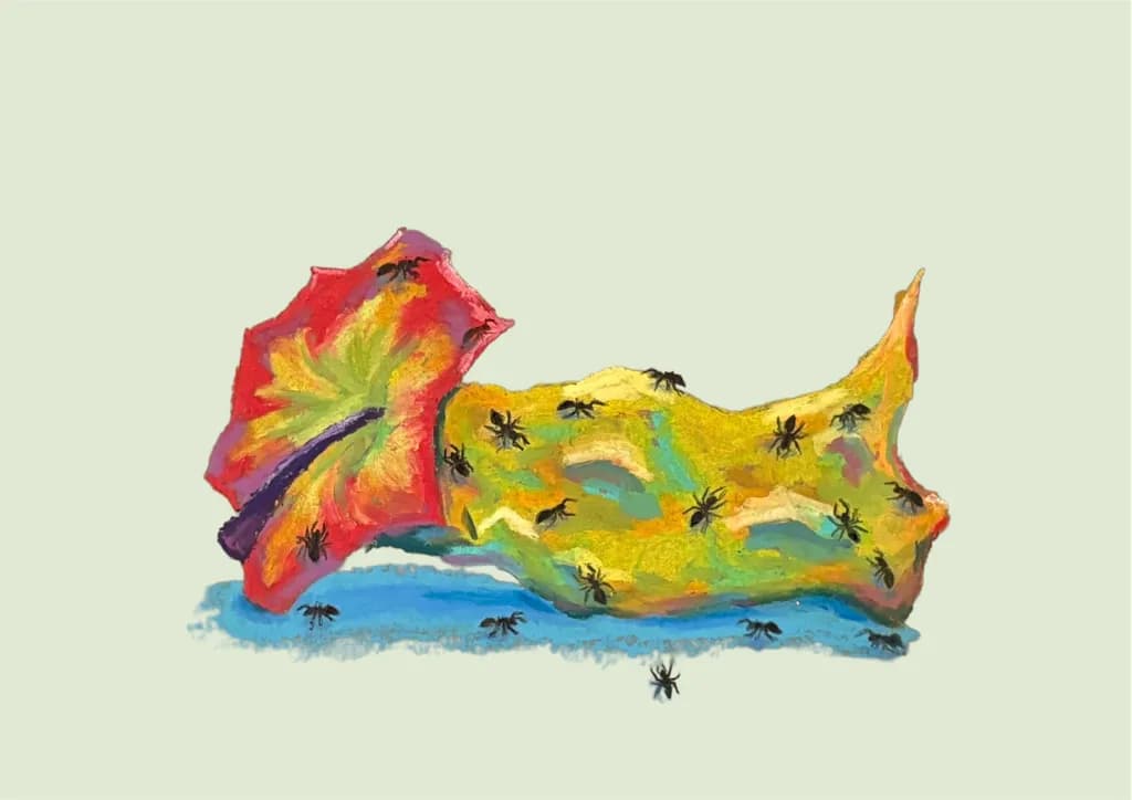 Vibrant Harmony: An Abstract Dance of Colorful Insects on Organic Textures