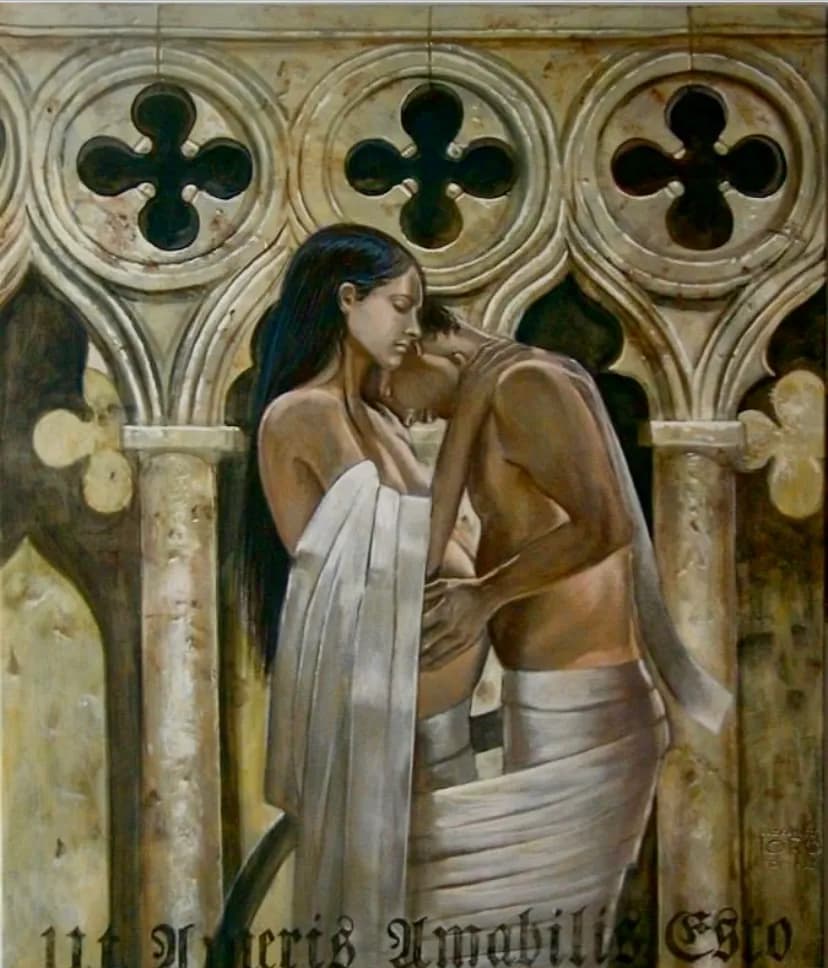 Eternal Embrace: A Passionate Dance of Love Amidst Architectural Beauty
