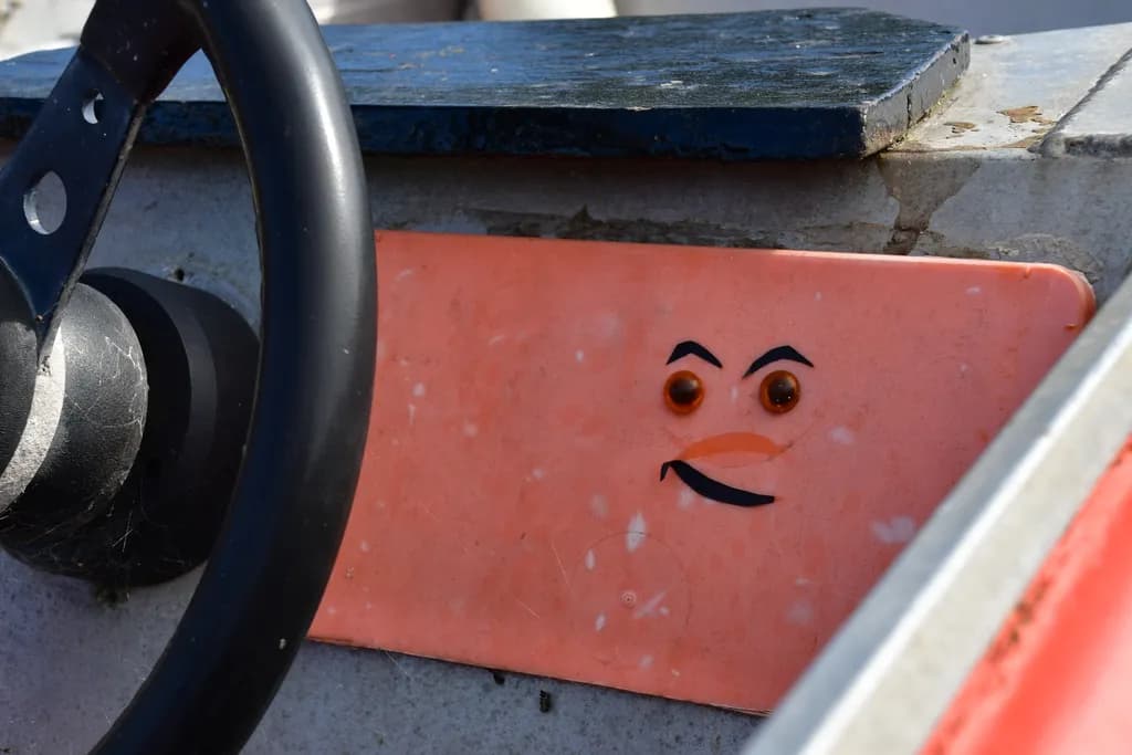 Whimsical Nautical Smile: A Playful Encounter on the Water's Edge