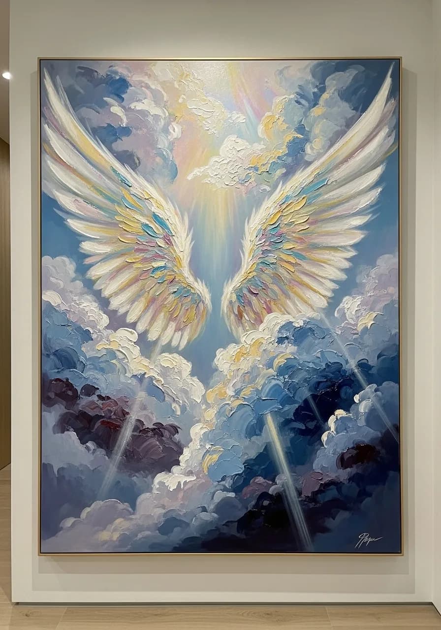 Heavenly Embrace: A Serene Dance of Light and Wings
