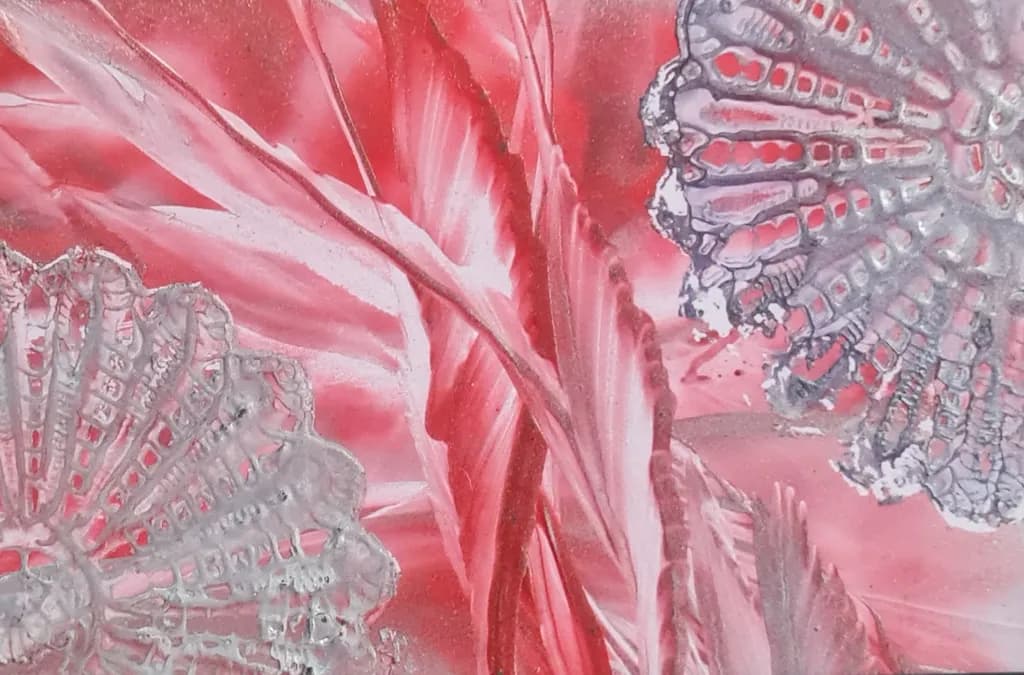 Whispers of Coral: A Dance of Textures and Hues in Abstract Floral Elegance