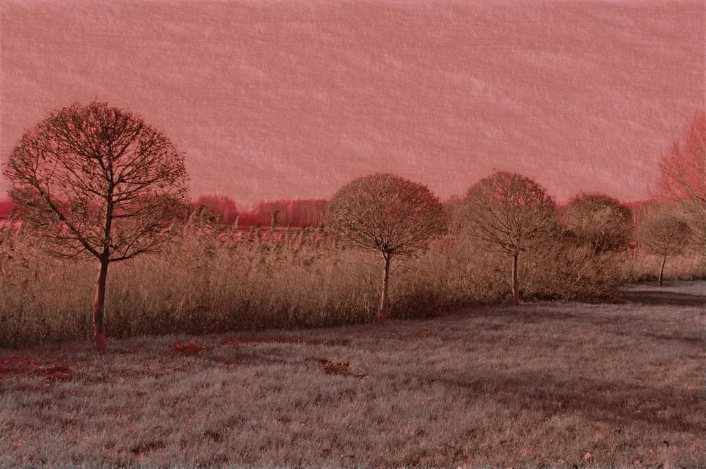Whispers of Autumn: A Dreamy Landscape in Shades of Pink