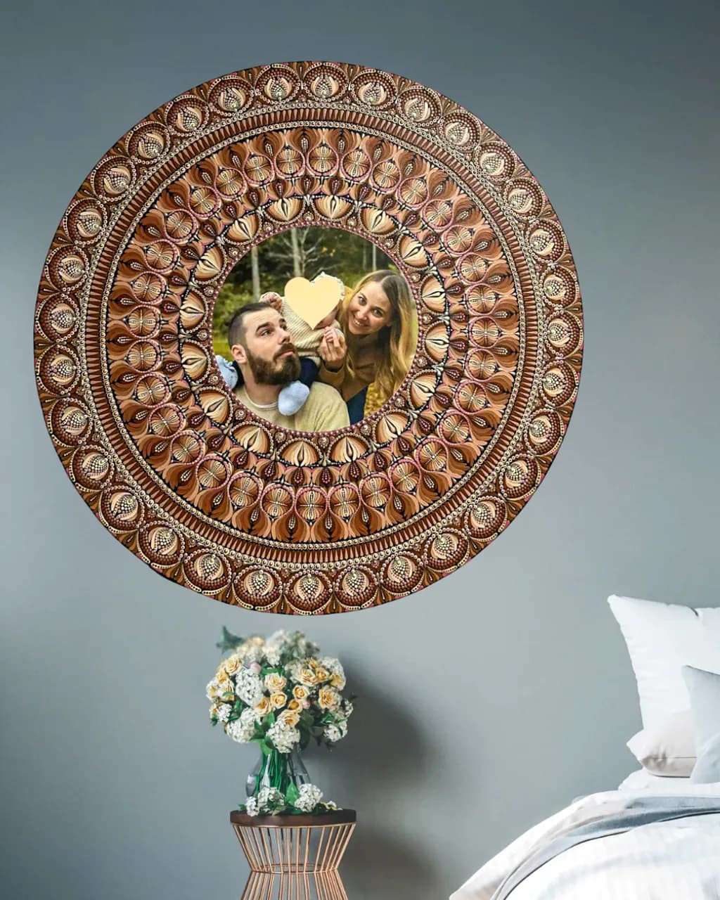 Whimsical Love: A Heartfelt Moment Framed in Intricate Patterns