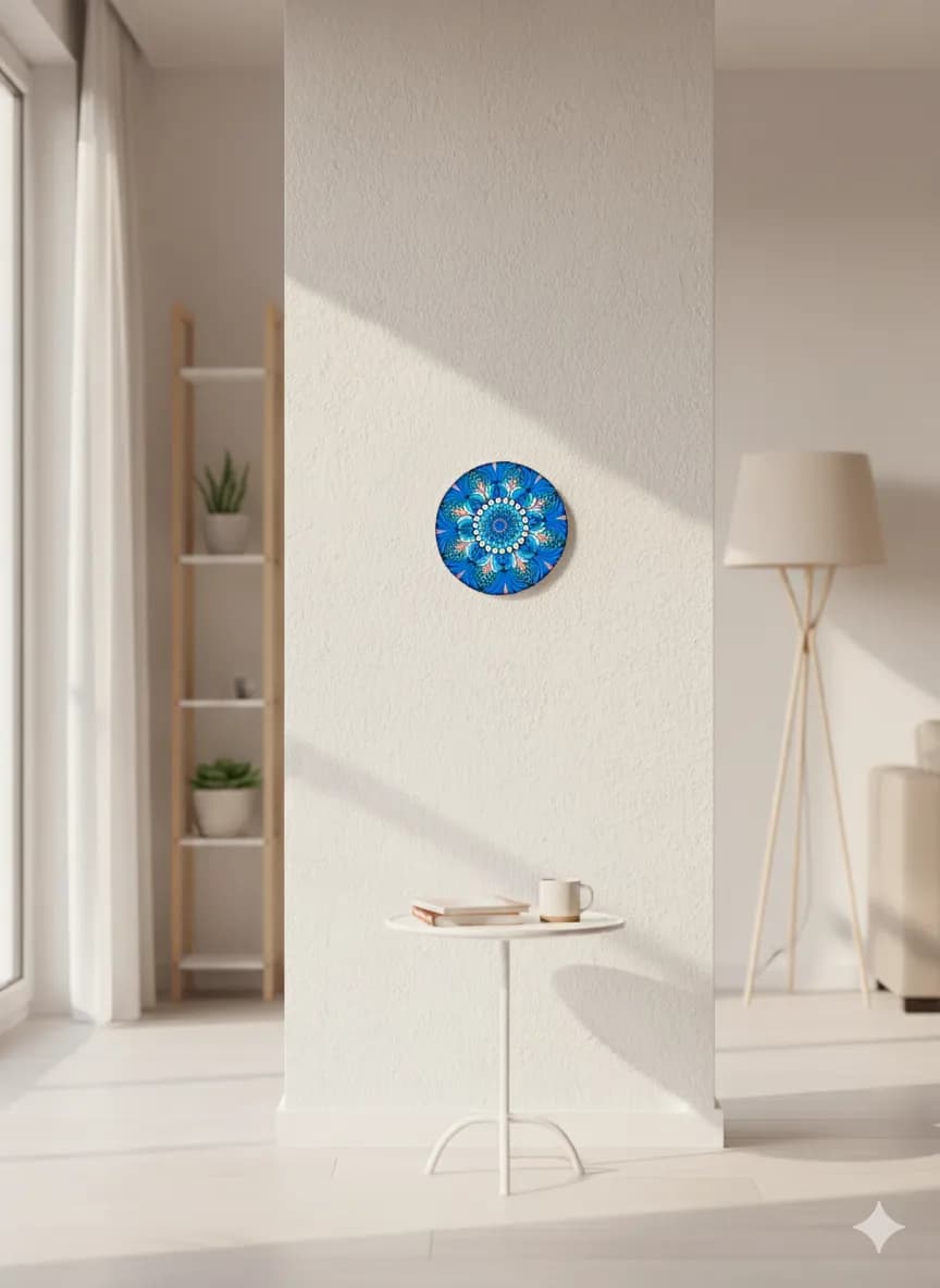 Radiant Blue Mandala: A Serene Touch for Modern Spaces
