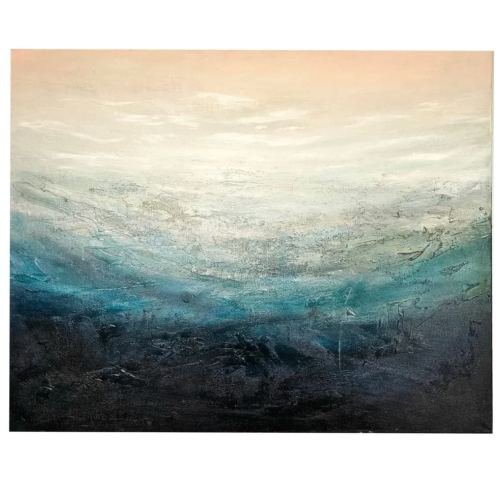Whispers of the Ocean: A Serene Abstract Landscape in Blues and Grays