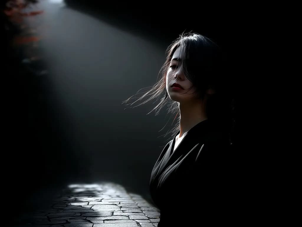 Whispers of Light: A Portrait in Shadows and Serenity