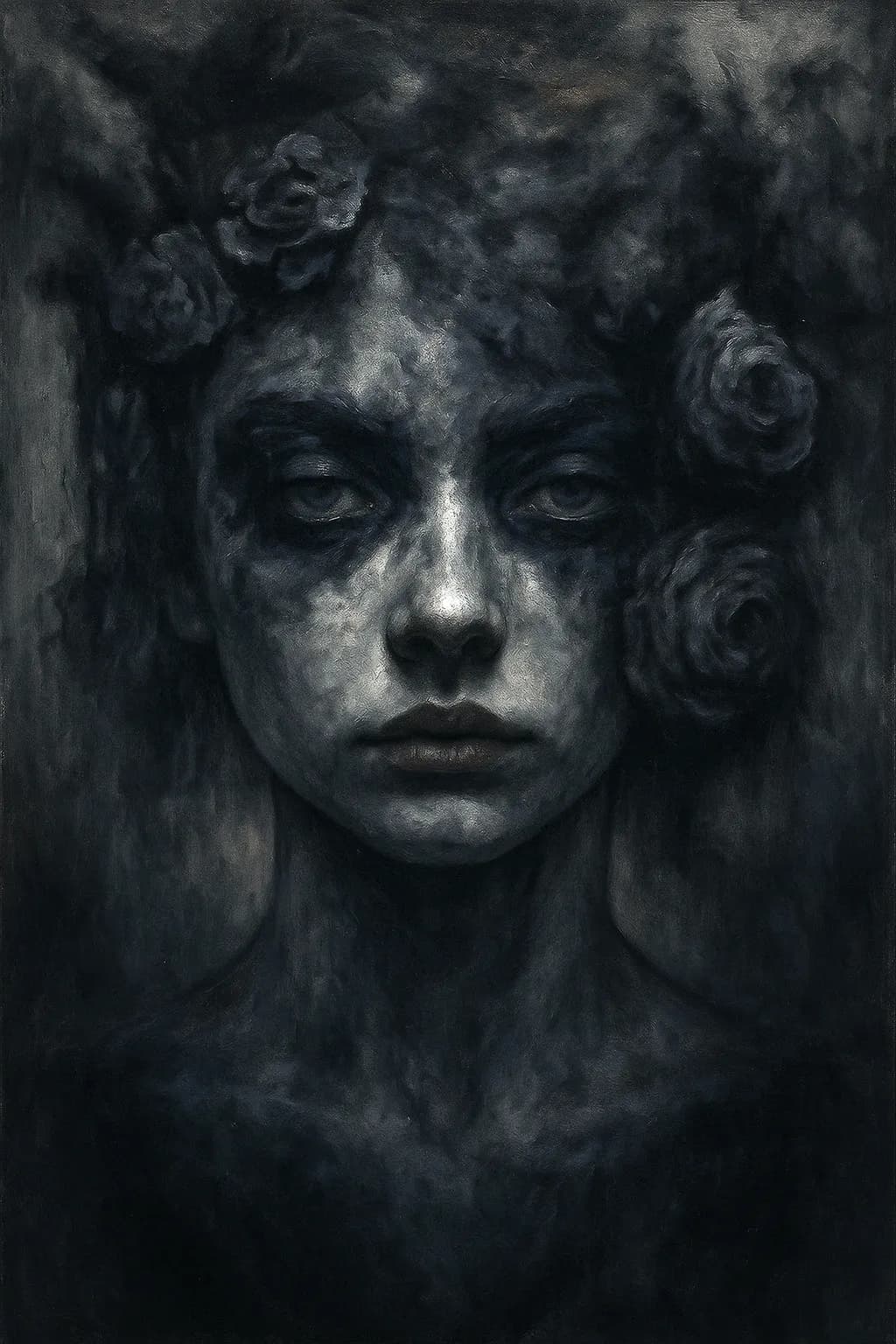 Whispers of Shadows: A Haunting Portrait of Beauty and Despair