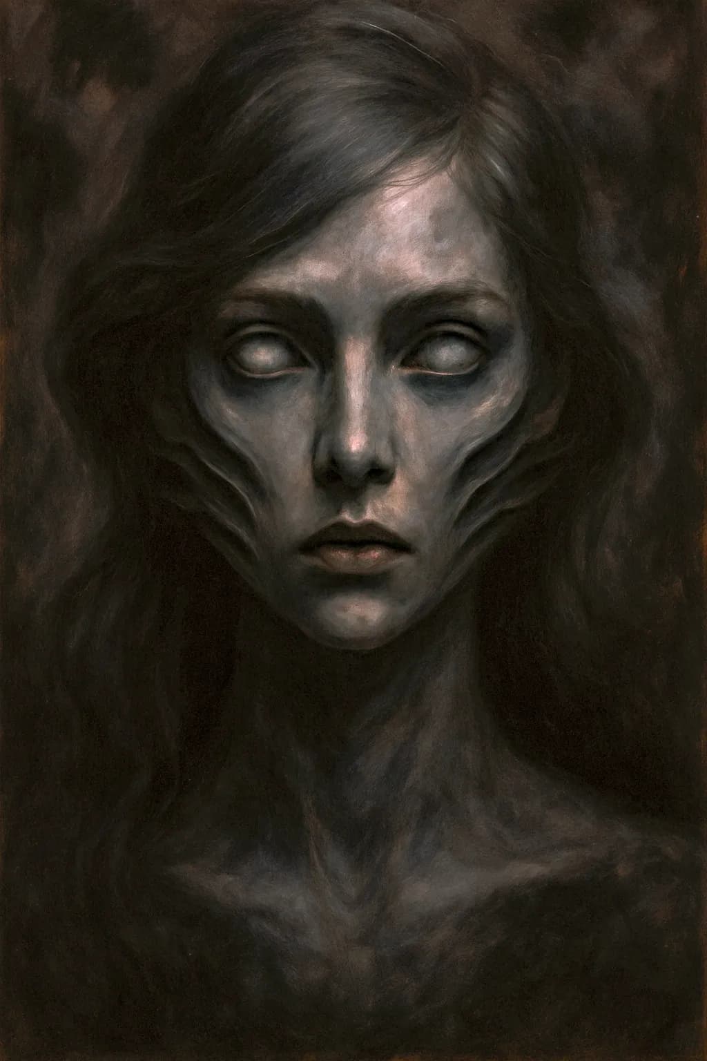 Ethereal Shadows: The Haunting Gaze of the Expressionless Figure