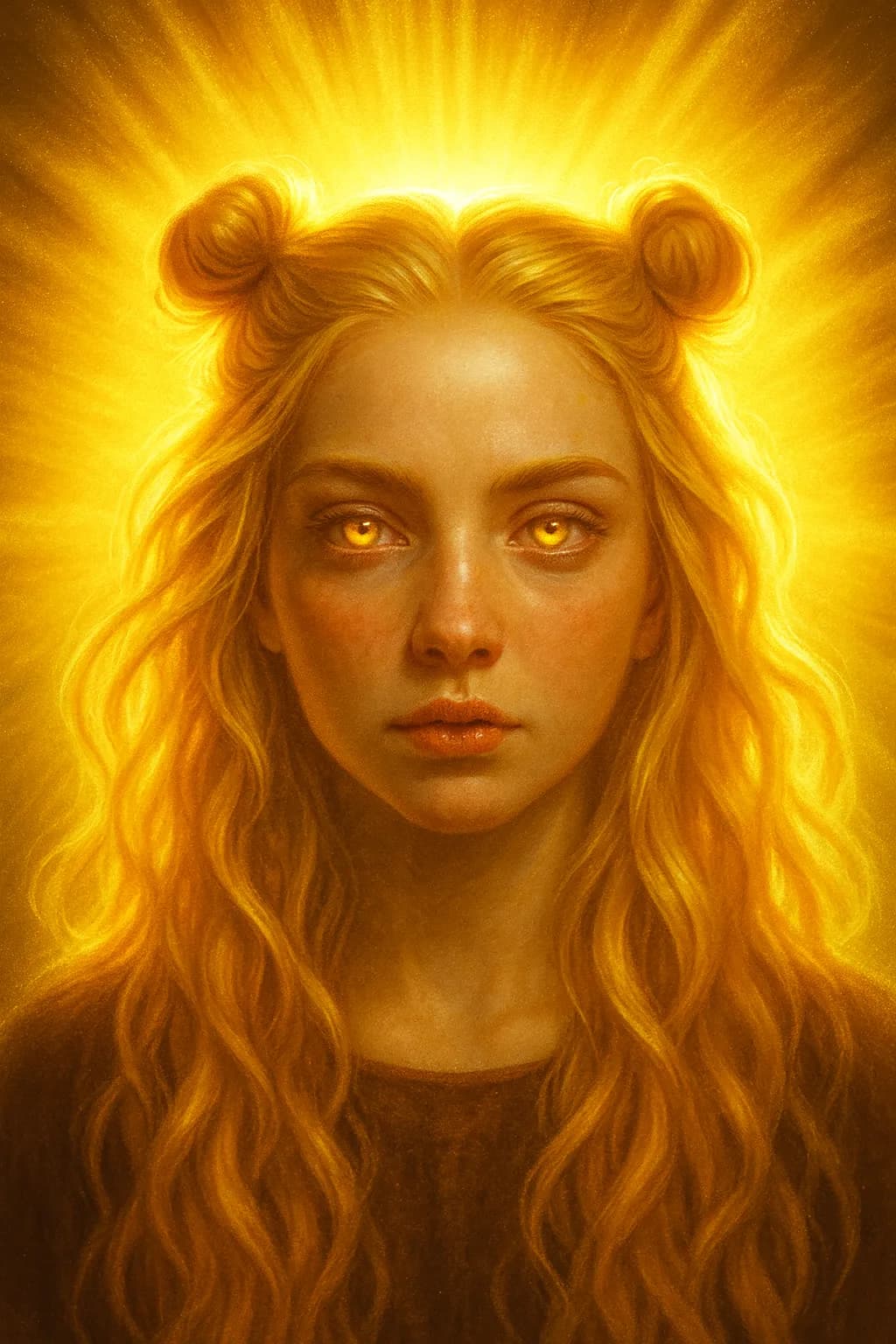 Radiant Awakening: A Portrait of Inner Light and Golden Dreams